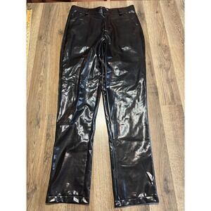 ZEROYAA Faux Leather Trousers Mens 30 Black Adult Shiny Metallic Clubwear New